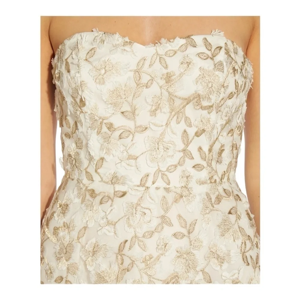 ADRIANNA PAPELL Floral Embroidered Strapless Fit & Flare Dress NWT - Picture 3 of 8